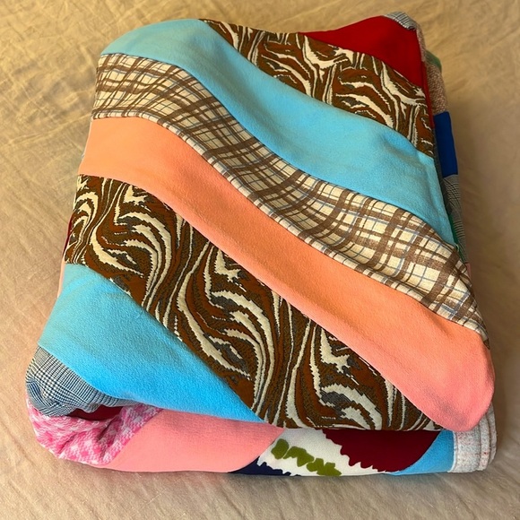 VTG Handmade Striped Crazy Quilt - Picture 11 of 11